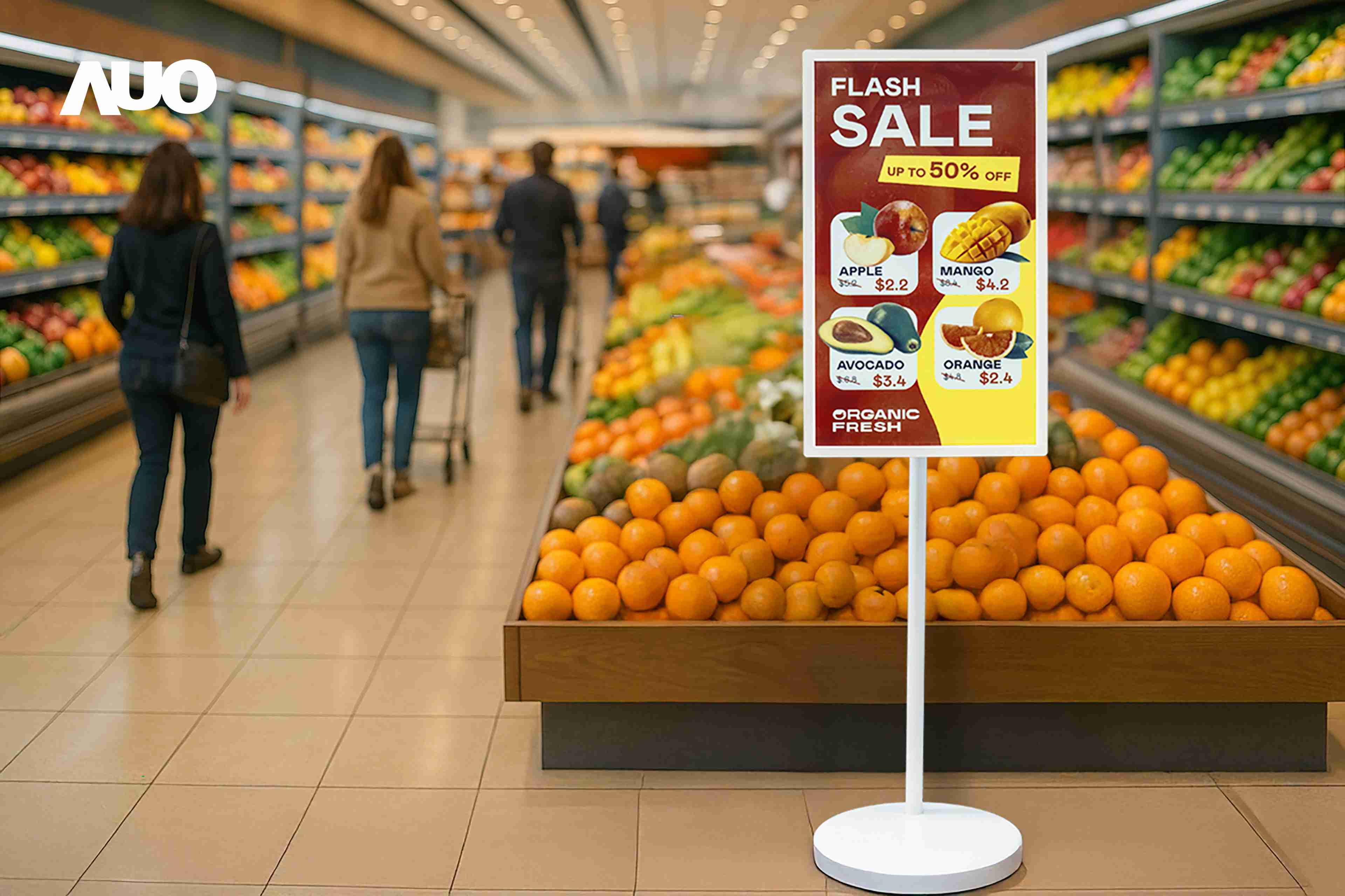 达擎首亮相低功耗、、、全彩的〝aecoPost电子纸解决方案〞，，，，仅在更新画面时需要微量的电力驱动，，，无需布建电线的便捷设计，，，，使其可灵活应用、、随意置放，，，，并可透过云端或行动装置app，，，，轻松管理及排程广告内容，，晋升店头营销利器。。。